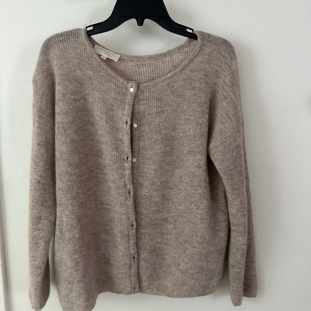 Sezane Beige Button-Up Cardigan